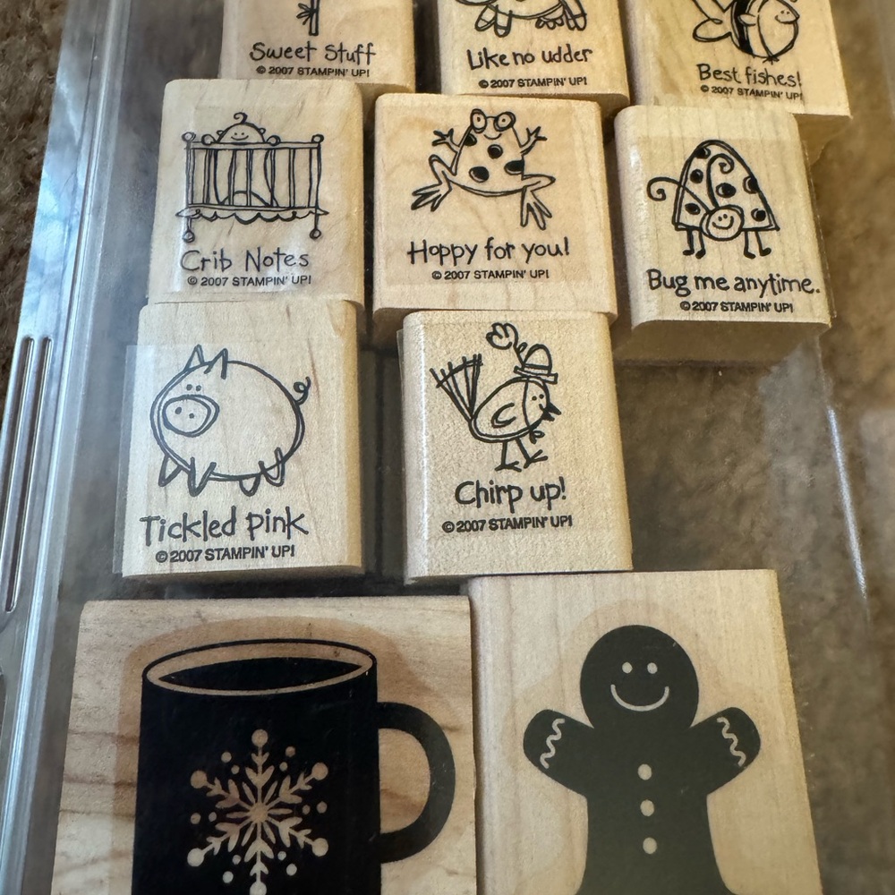 Stampin' Up! Wooden Craft Stamps with Black Impressions